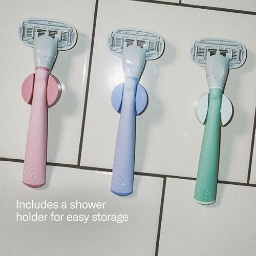 Flamingo Razors for Women, 1 Razor (Rose) Handle, 1 Razor Blade Refill, and 1 Shower Holder