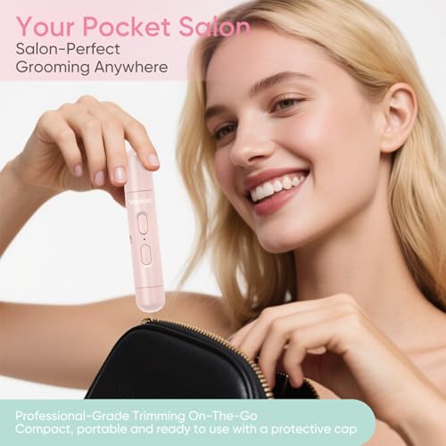 Facial Hair Remover & Eyebrow Trimmer - 2 in 1 Eyebrow & Face Shaver for Women - Rechargeable Face Razors for Women with Built-in LED Lights - Painless Hair Removal for Flawless Skin & Makeup