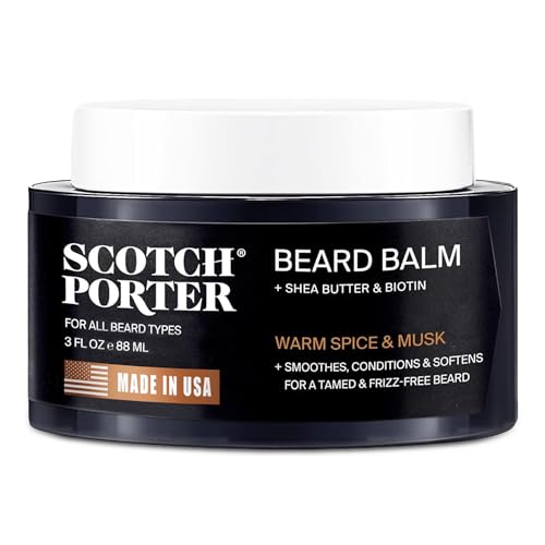 Scotch Porter Conditioning Beard Balm ? Smooth, Shape, Moisturize & Soften Coarse, Dry Facial Hair while Encouraging Growth for a Fuller/Healthier-Looking Beard ? Original Scent, 3 oz. Jar