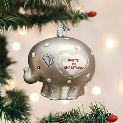 Old World Christmas Baby's 1st Elephant Glass Hanging Ornament