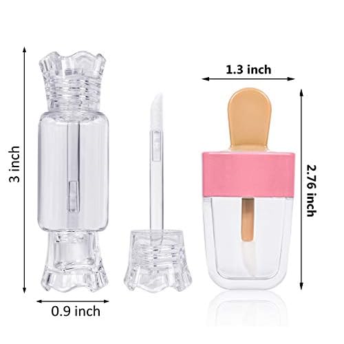 24PCS Lip Gloss Tubes - Candy Ice Cream Shape Lip Gloss Containers Empty - Refillable Clear Lipgloss/Lip Balm Containers for Girls Women DIY Cosmetics (12 candy and 12 ice cream)