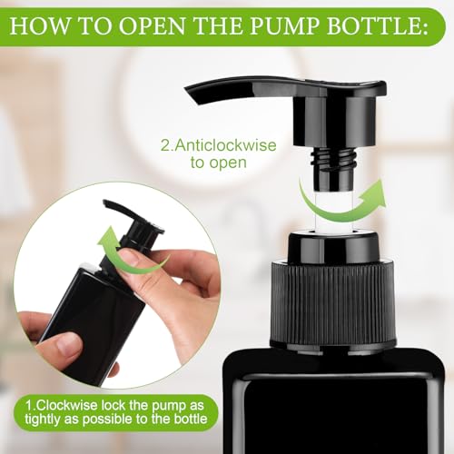 Chunful 24 Pcs Soap Dispensers Plastic Pump Bottles 8.5 oz Refillable Dishwashing Liquid Dispenser with Pump Leakproof Empty Lotion Shampoo Bottles Containers (Black)