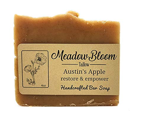 HUNTER CATTLE CO. EST'D 2004 HC Meadow Bloom Tallow Bar Soap - Apple Single Pack - Made with All Natural 100% Grass Fed Tallow Handmade Soap Bar - Great for Face or Body Soap