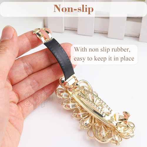 Large Gorgeous Rhinestone Hair Barrette for Women, Flower Jewelry Design (Champagne)