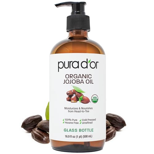 PURA D'OR Organic Jojoba Oil 16.9 oz USDA Certified