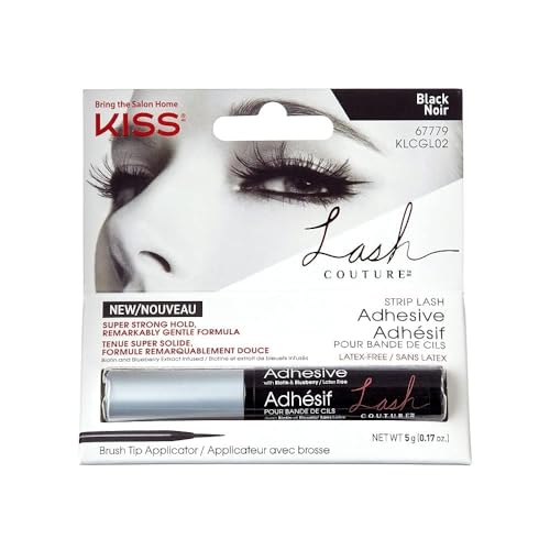 KISS Lash Couture, Lash_Glue, Super Strong Strip Adhesive, Black, Includes Lash Adhesive, Long Lasting Wear, Can Be Used with Strip Lashes and Clusters (Pack of 2)