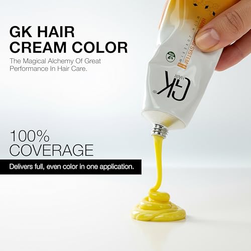 Global Keratin GK HAIR Professional Hair Color Cream Tube 3.4 Fl Oz Nourishing & Cleansing Colors for Styling High Performance Long Lasting Permanent Natural Toner Dye, Naturals - 7 Blonde