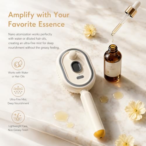 Electric Spray Massage Comb with Nano Mist - 3-in-1 Hair Brush