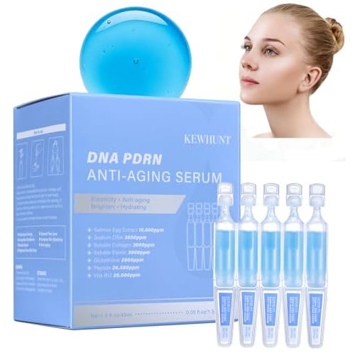 Salmon DNA PDRN Anti-Aging Facial Serum, 10,000ppm Salmon Egg DNA Ampoule, 3000ppm Collagen, Peptide, Glutathione, Niacinamide -Wrinkles, Firming, Radiance Skincare, 0.05 fl.oz x 30e