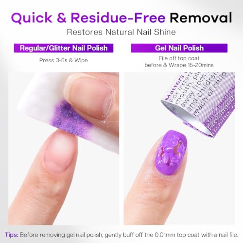 Glamonade Gel Nail Polish Remover Pads - 50 Individually Wrapped Wipes