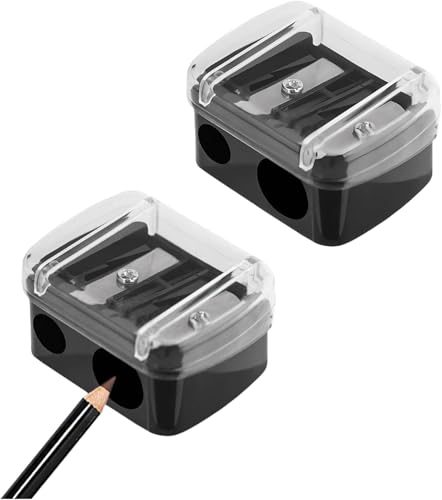Dual Hole Cosmetic Pencil Sharpener Set for Eyeliner & Lip Liner (2 Pack)