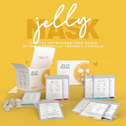 BR?UN Peel-Off Jelly Mask Rubber Mask - 5 Treatments BHA AHA (Black Gold Salicylic AC, Red Gold Lactic AC, White Gold Glycolic AC, 24k Gold Mandelic AC, Hyaluronic AC) - 2 Packs of Each