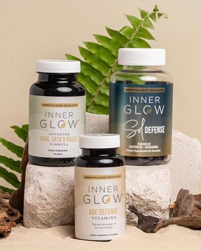 Inner Glow Age Defense Vitamins - Dermatologist and Plastic Surgeon Developed to Fight photoaging and Melasma, Polypodium Leucotomos and Pycnogenol