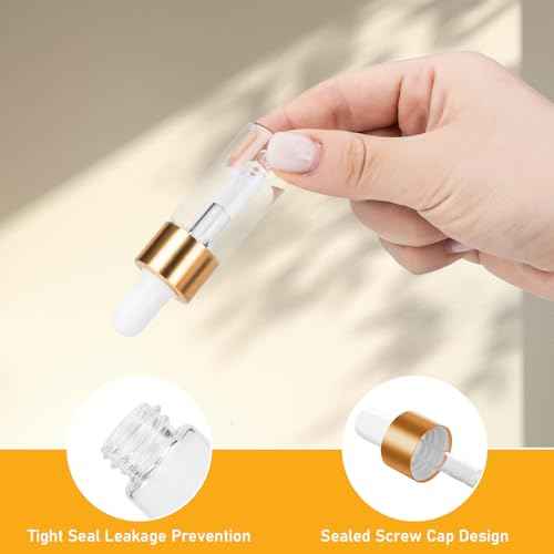 100 Pack Mini Dropper Bottle for Cuticle Oil, 10ml Small Sample Essential Oil Dropper Bottles for Travel, Clear Empty Vails for Cosmetic Perfume