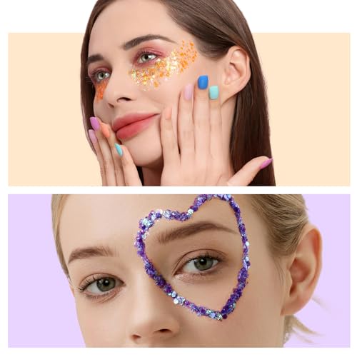 Teenitor Face Glitter, Body Glitter Gel Set, 9 Colors Makeup Gel Glitter for Face and Body, Hair Glitter for Festival Party Cheer