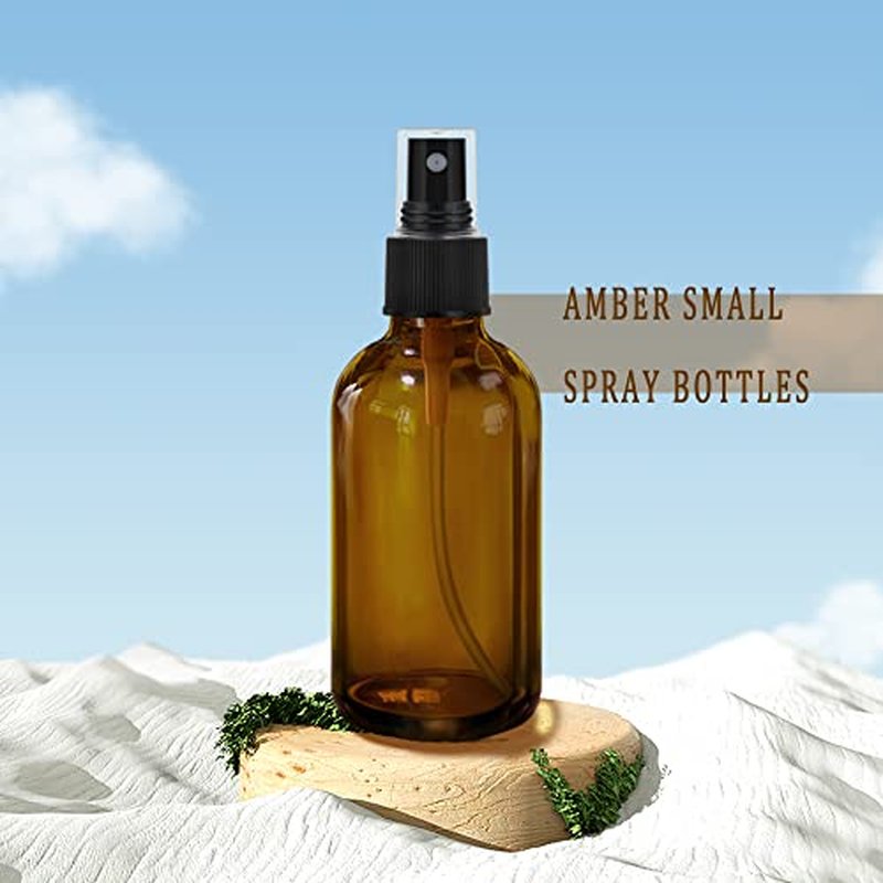 4oz Amber Glass Spray Bottles Set of 16 with Fine Mist