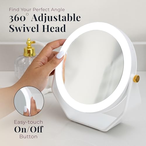 Zadro 8-Inch Lighted Makeup Mirror with 5X/1X Magnification