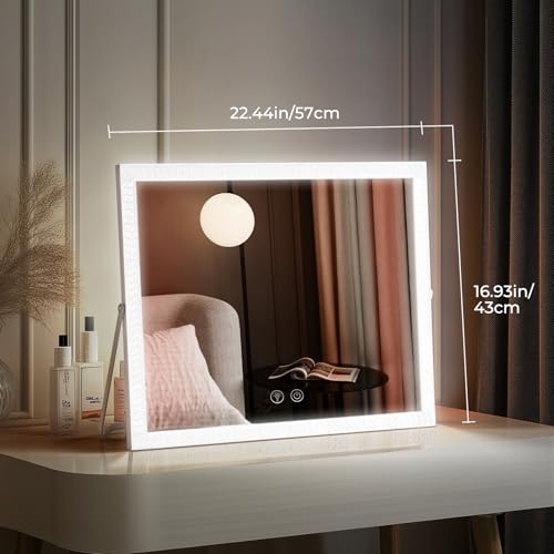 Vanity Mirror with Lights,RGB & 3 Dimmable Light Modes Makeup Mirror with Touch Control,Light Up Mirror for Desk,360¡ÆRotation,17x22 Inch