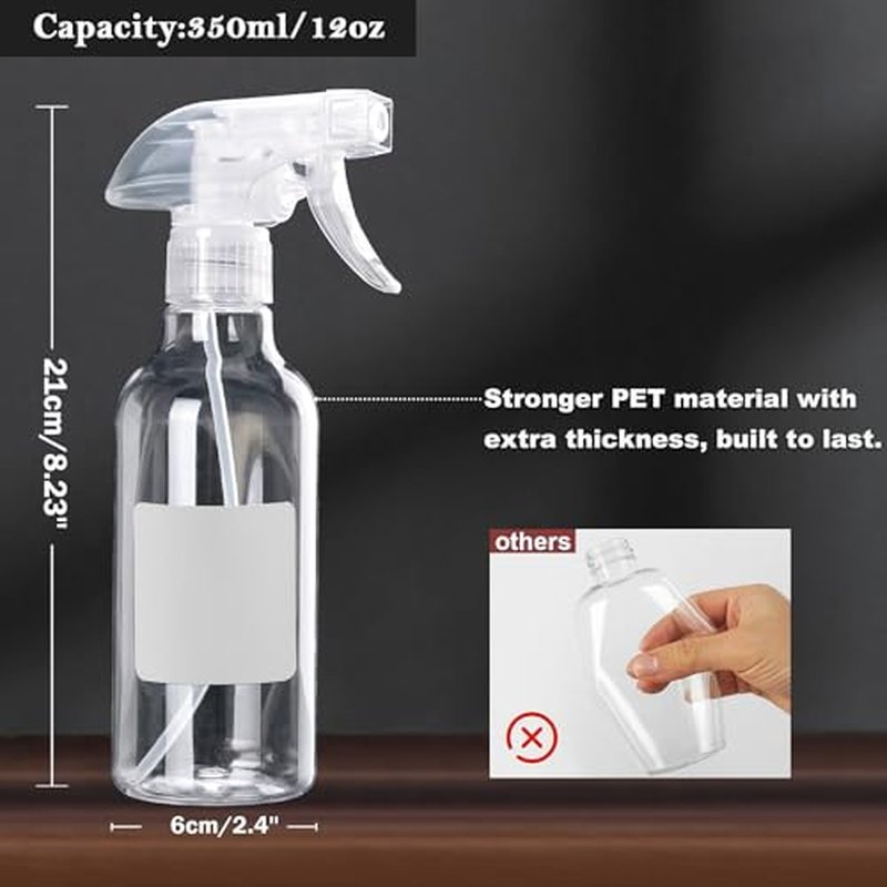 Hethyo 12oz Heavy Duty Spray Bottles - Adjustable Mist/Stream - 2 Pack
