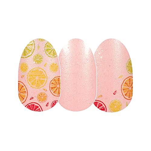 Main Squeeze - Color Street Nail Strips (Fruit Punch 2021), Lemon, Lime, Orange, & Grapefruit Slice Designs on Pink Background (FDS595)