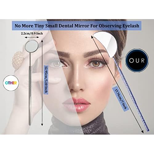 Lash Mirror Eyelash Extension Mirror Half-moon Shape Lash Mirror Stainless Steel Eyelash Mirror Tool Large Eyelash Inspection Mirror for Women Girls Makeup Supplies ELM-01