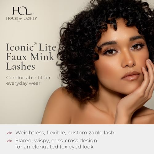House of Lashes Iconic Lite False Eyelashes - Comfortable Fake lashes for Bold Daring Look, Easy and Reusable Faux Mink Lashes for All Eye Shapes