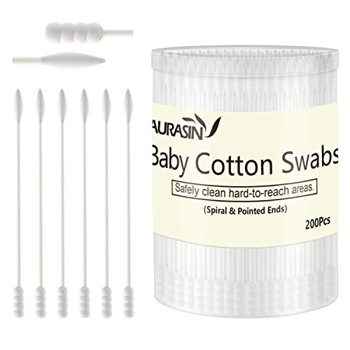 Baby Cotton Swabs 200pcs - Soft Paper Stick Buds Safe for Ear & Nose