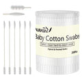 Baby Cotton Swabs 200pcs - Soft Paper Stick Buds Safe for Ear & Nose