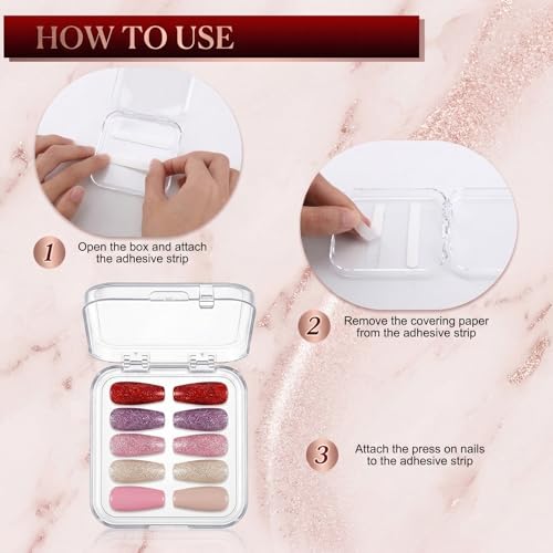 Press On Nail Storage Box Set – 10 Clear Cases + 36 Tape