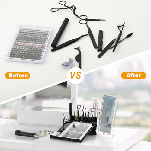 Beautyflier Lash Extension Kit Storage Tray for Grafting Lash Extension, Eyelash Holder Extension Tool Holder, Makeup Organizer False Eyelashes Glue Pallet Holder, Holder Only