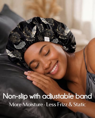YANIBEST Satin Hair Bonnet & Hair Scrunchie - Adjustable Sleep Cap