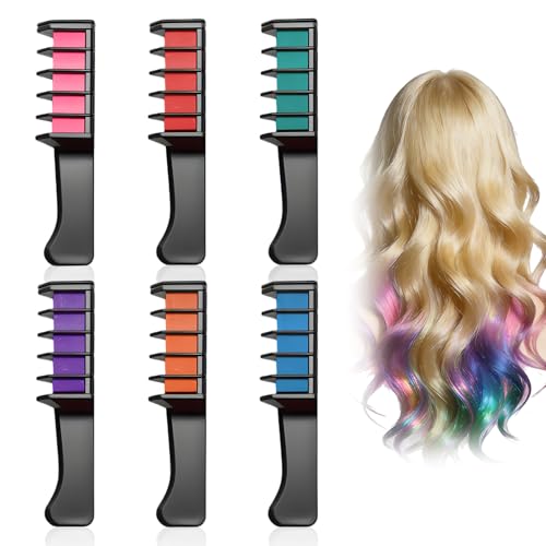 6 Color Washable Hair Chalk Comb Set for Kids & Adults