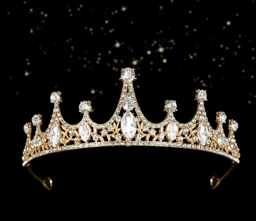 WOVOWOVO Gold Crystal Tiaras Crown Headbands for Women Girls Kids Birthday Princess Crowns Party Scene Hair Accessories for Bridal Wedding Prom Parties Festival Gifts