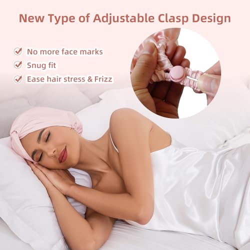 Adjustable Silk Satin Hair Bonnet for Sleeping - Double Layer