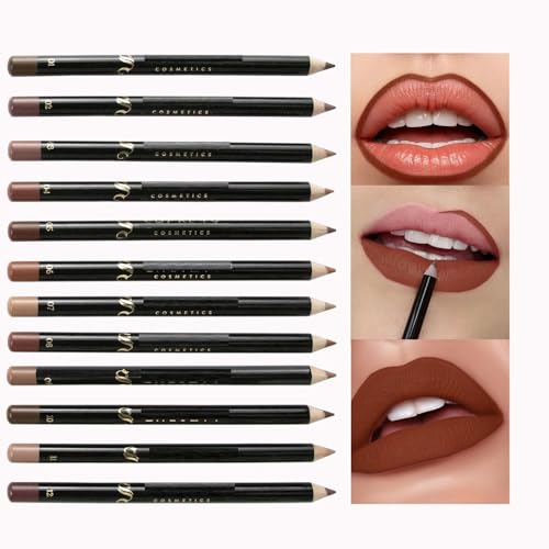 Nude Lip Liner Set 12 Colors - Waterproof Matte Pencils