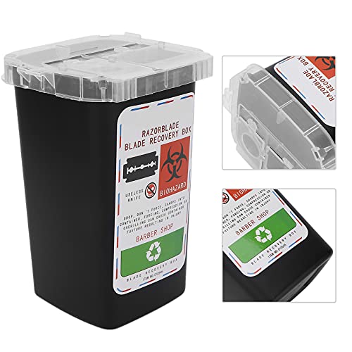 Blade Container, Shaving Blade Disposal Box, Disposal Blade Container, Disposal Blade Container Barbershop Hair Salon Shaving Knife Blade Disposal Collect Box (Black)