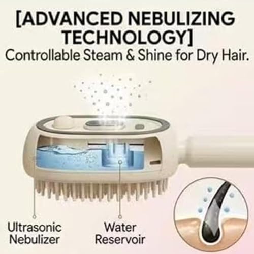 Rechargeable Steam Hair Brush with Mist & Red Light Therapy