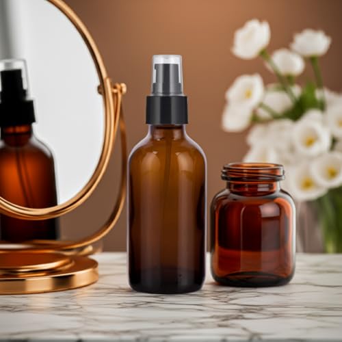 JUVITUS Amber & Cobalt Blue Glass Bottles Treatment Pump 20 PCS Set Kit