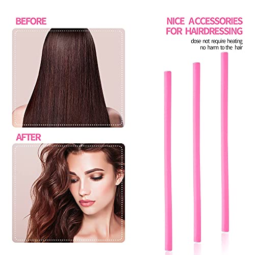 Flexi Rods Heatless Foam Hair Rollers Set - 30 Pcs Pink Curlers & Comb