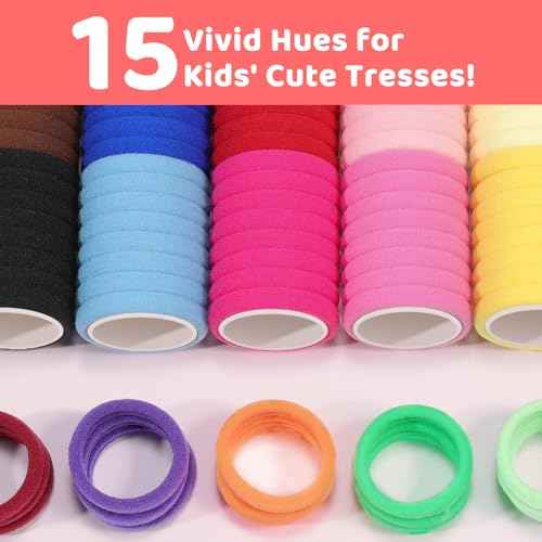 150PCS Hair Ties, IKOCO Cotton Small Hair Ties for Little Girls, Baby and Kids, Colorful Seamless Ponytail Holders
