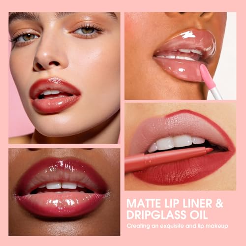 6 Matte Lip Liners & Nourishing Lip Oil Set