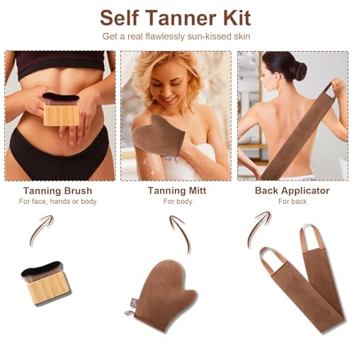 Tanning Mitt Self Tanner Mitt Kit 3 Pack Self Tanning Mitts Self Tanner Brush Tanning Glove for Self Tan Mitt Tanning Brush for Self Tan Mit Back Tanning Applicator