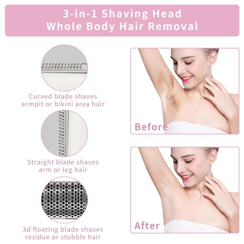 LED Display Electric Razor for Women Men,4 in 1 Rechargeable Wet & Dry Electric Shaver and Facial Hair Remover,2026 Painless Ladies Body Razors for Nose Face Body Leg Bikini Arm Hair (Purple)