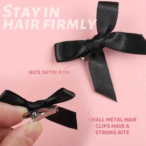 Teenitor 30pcs Hair Bow Pink Bow, Pink Black White Bows for Hair Small Hair Bows, Hair Bow Clips Cute Black White Bow Hair Accessories for Girls