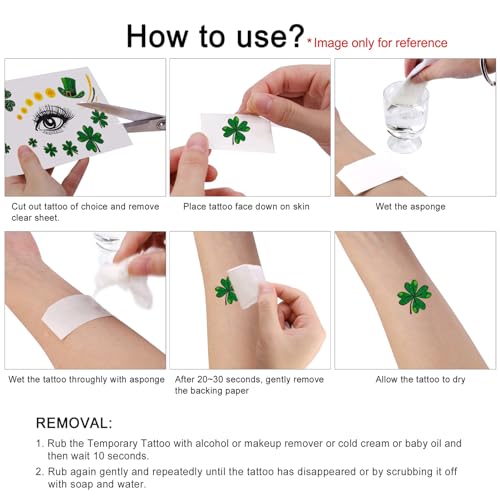 HOWAF 10 Sheets St Patrick's Day Face Tattoo Stickers,Shamrock Clover Facial Makeup Sticker Face Eye Tattoos for St. Patrick's Day Party Accessory, Irish Green Party Glitter Face Art Temporary Tattoos