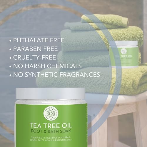 Tea Tree Oil Foot Soak with Epsom & Dead Sea Salts - Relaxing 20 oz Bath Spa