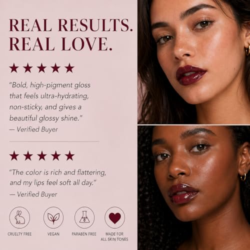 Power Gloss Bold Merlot - Vegan Lip Gloss with Hyaluronic Acid