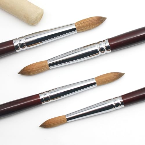 Aridito Red Wine 8# Kolinsky Acrylic Nail Brush - Round Head, Professional Manicure Tool