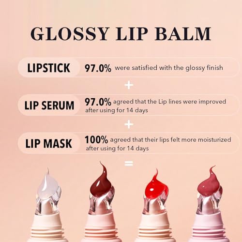 4 Colors Hydrating Jelly Lip Gloss, Moisturizing Tinted Lip Balm, Long Lasting Waterproof Non-Stick Cup Lip Glaze Set, High Shine Mirror Liquid Lipsticks Brighten Plumping Lipstick