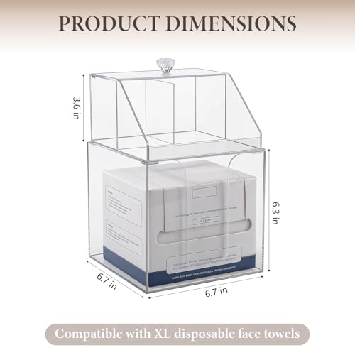 Disposable Facial Towel Holder with Storage Box – 6.7x6.7x10 Clear